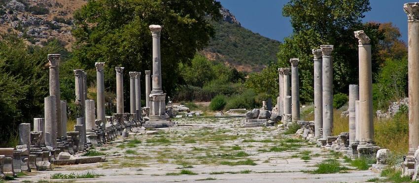 A colonnaded street at Ephesus, the traders’ road running from the commercial agora down toward the old harbor