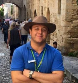 Hasan Gülday guiding visitors, licensed professional tour guide in Kuşadası