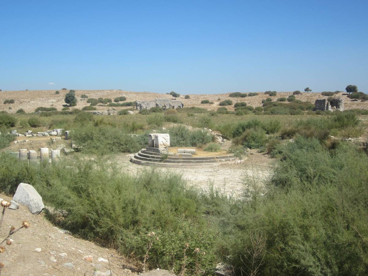 The circular stepped base of the Harbor Monument at Miletus, near the harbor where Paul said goodbye to the elders of Ephesus